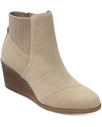 TOMS - Sadie Suede Round Toe Wedge Boots - Lyst