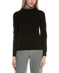 Sofiacashmere - Stone-Trimmed Mock Neck Wool & Cashmere-Blend Sweater - Lyst