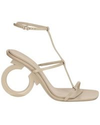 Ferragamo - Ferragamo Elina T-Strap Gancini Sandals - Lyst