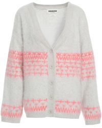 Crush - Cashmere Cardigan With Geometric Pattern And V-Neckline - Lyst