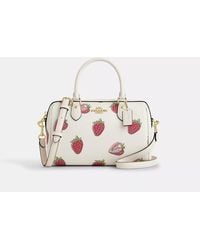 COACH - Rowan Satche Bag With Strawberry Print - Lyst