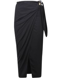 HAMOULET - Midi Pareo Skirt With Decorative Ring And Gathered Detailing - Lyst