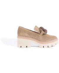 All Black - Link Lug Heeled Loafer - Lyst
