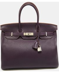 Hermès - Raisin Taurillon Clemence Leather Palladium Finish Birkin 35 Bag - Lyst