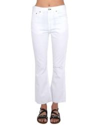 Rag & Bone - With Holes Cropped Jeans Stretch Denim Pants - Lyst