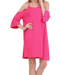 Umgee - Open Shoulder Ruffle Sleeve Dress - Lyst