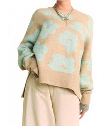 Davi & Dani - Floral Long Sleeve Loose Fit Pullover Knit Sweater - Lyst