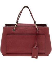 DKNY - Dark Leather Front Pocket Tote - Lyst