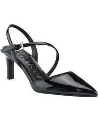 Calvin Klein - Loden Patent Pointed Toe Slingback Heels - Lyst
