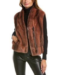 Brunello Cucinelli Drawstring Hooded Fur Vest in Natural Womens Clothing Jackets Waistcoats and gilets 