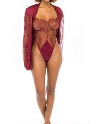 Oh La La Cheri - Elishia Satin Robe & Teddy Set - Lyst