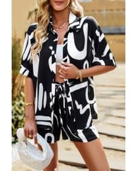 TRUEDAMES - Allover Print Loose Fit Shirt Short Sets - Lyst