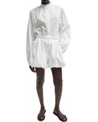 Tibi - Striped Tech Poplin Raglan Tucked Shirt - Lyst