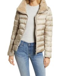 Save The Duck - Short Basic With Faux Fur Shell Coat Jacket Quilted - Lyst