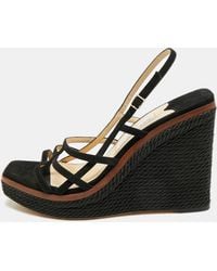 Jimmy Choo - Suede Caged Strappy Ankle Strap Wedge Sandals - Lyst