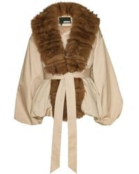 ROTATE BIRGER CHRISTENSEN - Voluminous Jacket With Plush Fur Collar - Lyst