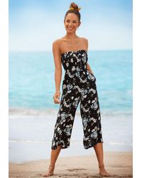 Lascana - Floral Strapless Culotte Jumpsuit - Lyst