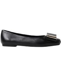 Ferragamo - Double Bow Leather Ballet Flats - Lyst