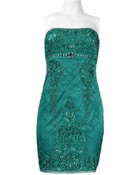 Sue Wong - Scalloped Gem Strapless Mesh Dress - Lyst