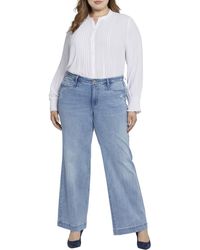 NYDJ - Plus Teresa Distressed Denim Wide Leg Jeans - Lyst