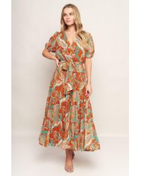 TRUEDAMES - Can'T Live Without Rust Woven Midi Dress - Lyst
