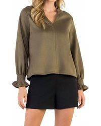 Thml - Long Sleeve Suede V Neck Top - Lyst
