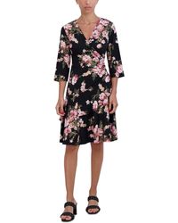 Signature By Robbie Bee - Floral Foil Short Fit & Flare Dress - Lyst