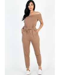 TRUEDAMES - Two-Way Shoulder Drawstring Jumpsuit - Lyst