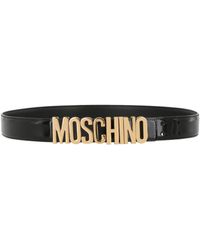 Moschino - Thick Leather Logo Belt - Lyst