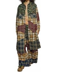 Pol - Plaid Woven Varied Patchwork Maxi Shirt Jacket - Lyst