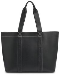 HUGO - Leather Tote Bag With Embossed Logo - Lyst