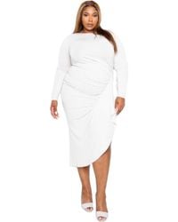TRUEDAMES - Asymmetrical Sweater Dress With Waterfall Ruffle - Lyst
