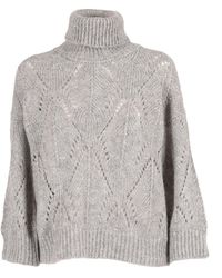 Peserico - Textured Knit Sweater With Classic Round Neckline - Lyst