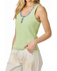 Mystree - Henley Denim Trim Tank Top - Lyst