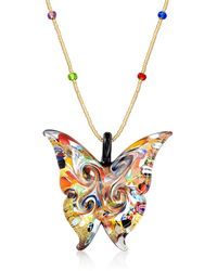 Ross-Simons - Italian Multicolored Murano Glass Butterfly Pendant Necklace - Lyst