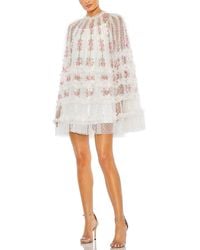 Mac Duggal - Embroidered Long Flare Sleeve Mesh A-line Dress - Lyst