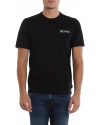 Zegna - Plaque Logo Short Sleeve Crew Neck T-shirt - Lyst