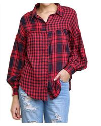 Umgee - Plaid & Checkered Button Up Top - Lyst