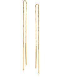 Ross-Simons 14kt Gold Linear Bar Drop Threader Earrings - Yellow