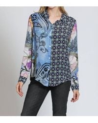 Apny - Mixed Print Button-Up Blouse - Lyst