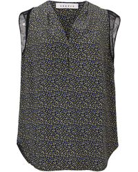 Sandro - Sandro V-Neck Lace Trim Blouse - Lyst
