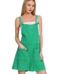 TRUEDAMES - Woven Double Gauze Acid Washed Romper - Lyst