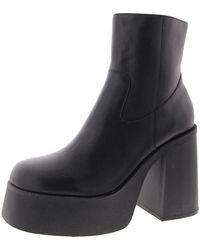 Steve Madden Maxxy Leather Block Heel Ankle Boots in Gray | Lyst