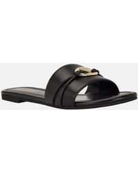 Guess - Lynzy Faux-Leather Beach Slides - Lyst