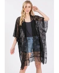 TRUEDAMES - Flower Pattern Crochet Lace Tassel Cover Up - Lyst