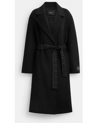COACH - Belted Wool Long Coat - Lyst