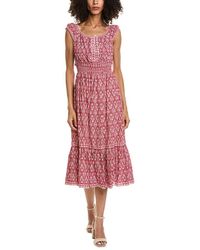 Max Studio - Cap Sleeve Tiered Midi Dress - Lyst