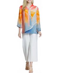 Apny - Long Sleeve Tie-Neck Blouse - Lyst