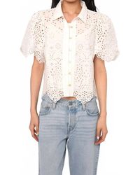 LOVE THE LABEL - Abigail Eyelet Emboridered Top - Lyst