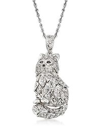 Ross-Simons - Black And White Diamond Cat Pendant Necklace - Lyst